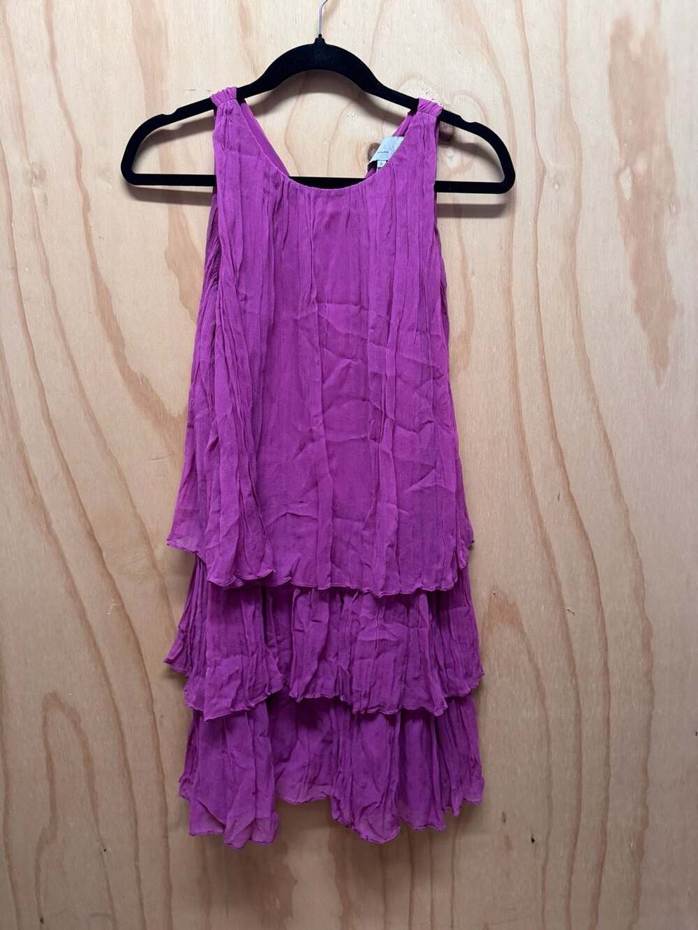 ADAM LIPPES 100% Silk Tiered Ruffle Mini Dress | Size 6 | Fuchsia/Magenta